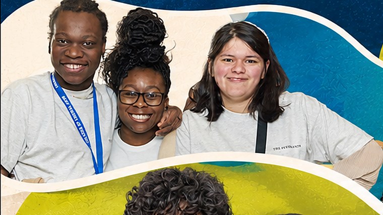 Three young people together at Visions of Community